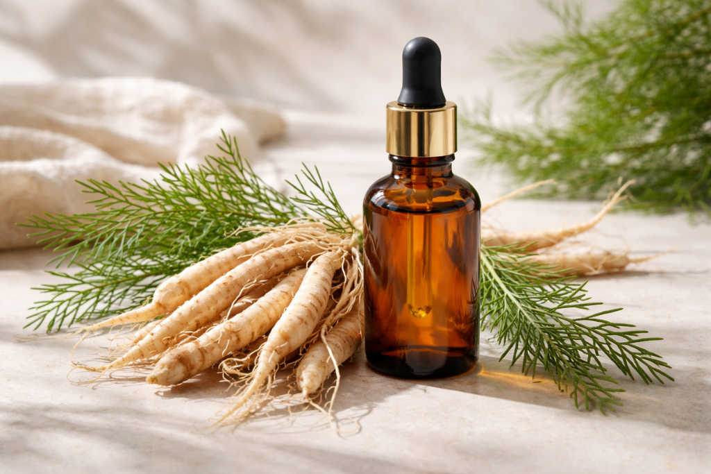 Shatavari essential oil with shatavari roots